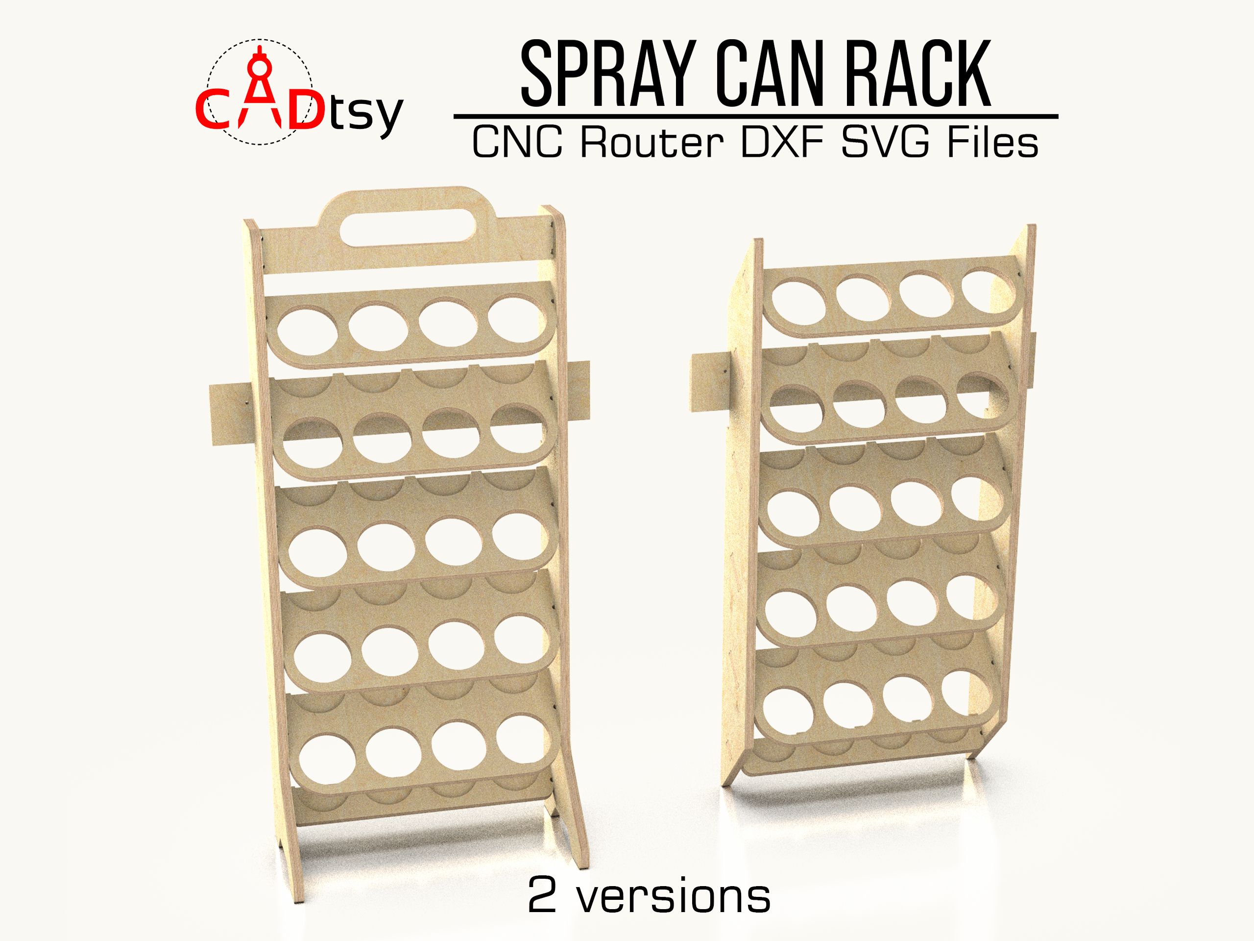 Download precision DXF/SVG files for CNC router cutting to build your spray paint can holder rack. Enhance workshop garage organization with easy-to-follow, compatible, and durable designs.