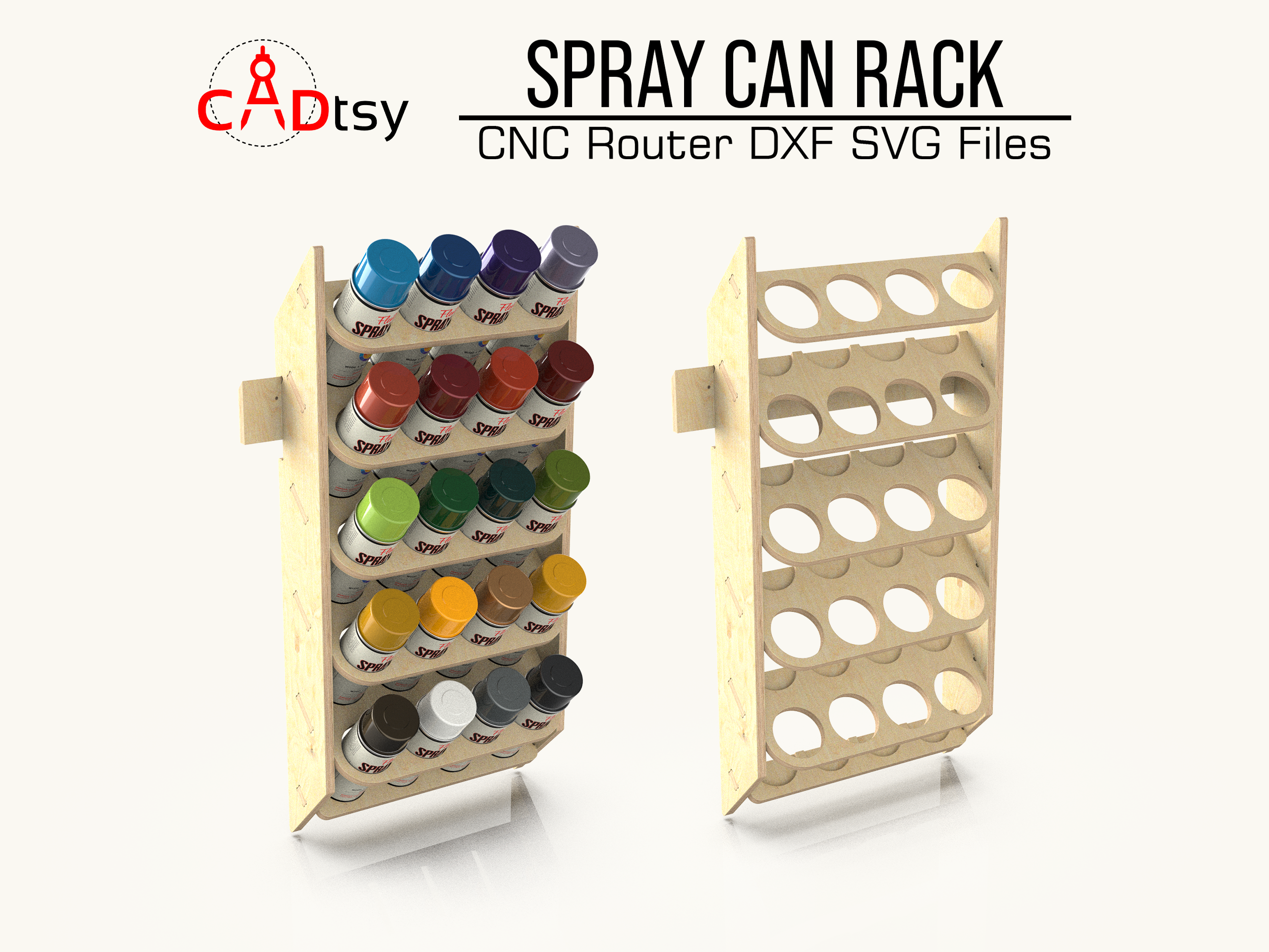 Spray Can Holder Rack DXF File CNC Router Cutting