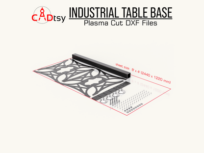 CADtsy - Industrial Table Leg Base DXF Plasma Cutting CNC Files | Laser Cut Pattern for Dining Table Metal Base