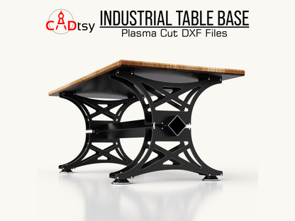 CADtsy - Industrial Table Leg Base DXF Plasma Cutting CNC Files | Laser Cut Pattern for Dining Table Metal Base