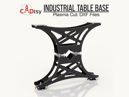 CADtsy - Industrial Table Leg Base DXF Plasma Cutting CNC Files | Laser Cut Pattern for Dining Table Metal Base