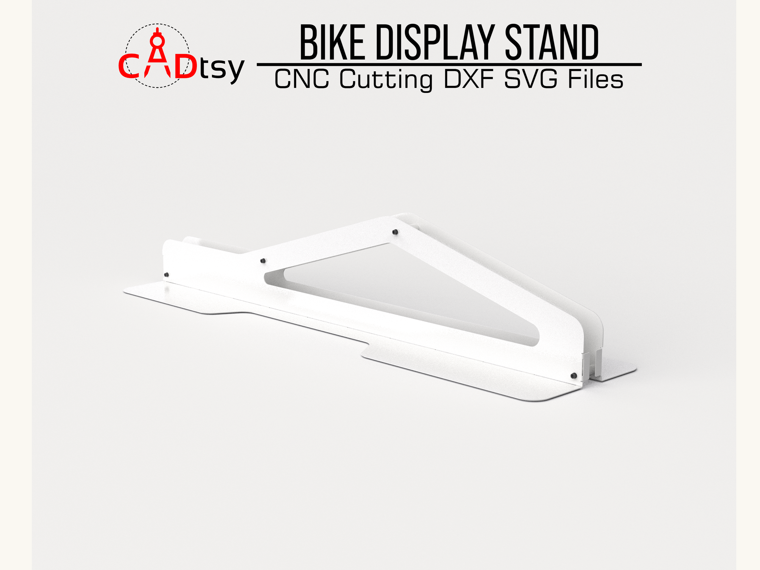 Bike Stand DXF Plasma Cutting CNC Files - A high-quality CNC and plasma cutting file for a metal bike display stand, perfect for showcasing mountain bikes and other bicycles in garages or shops