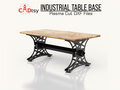 A heavy-duty industrial metal table base, made from a DXF file, shown fully assembled and ready for a large tabletop.