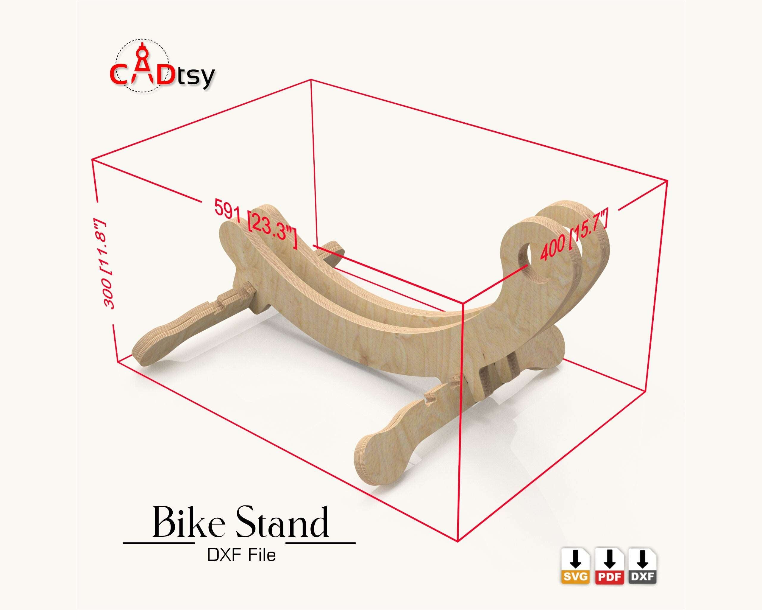 Bike Floor Stand DXF & SVG Files for CNC Router | CADtsy - CADtsy
