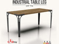 A single, 29-inch tall industrial-style metal table leg, made from a DXF file, shown ready to be attached to a dining table or desk top.