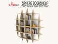 Innovative sphere bookshelf with a parametric waffle design, available in DXF and SVG files for CNC router cutting, showcasing a stylish and functional vector pattern for wall shelving solutions.