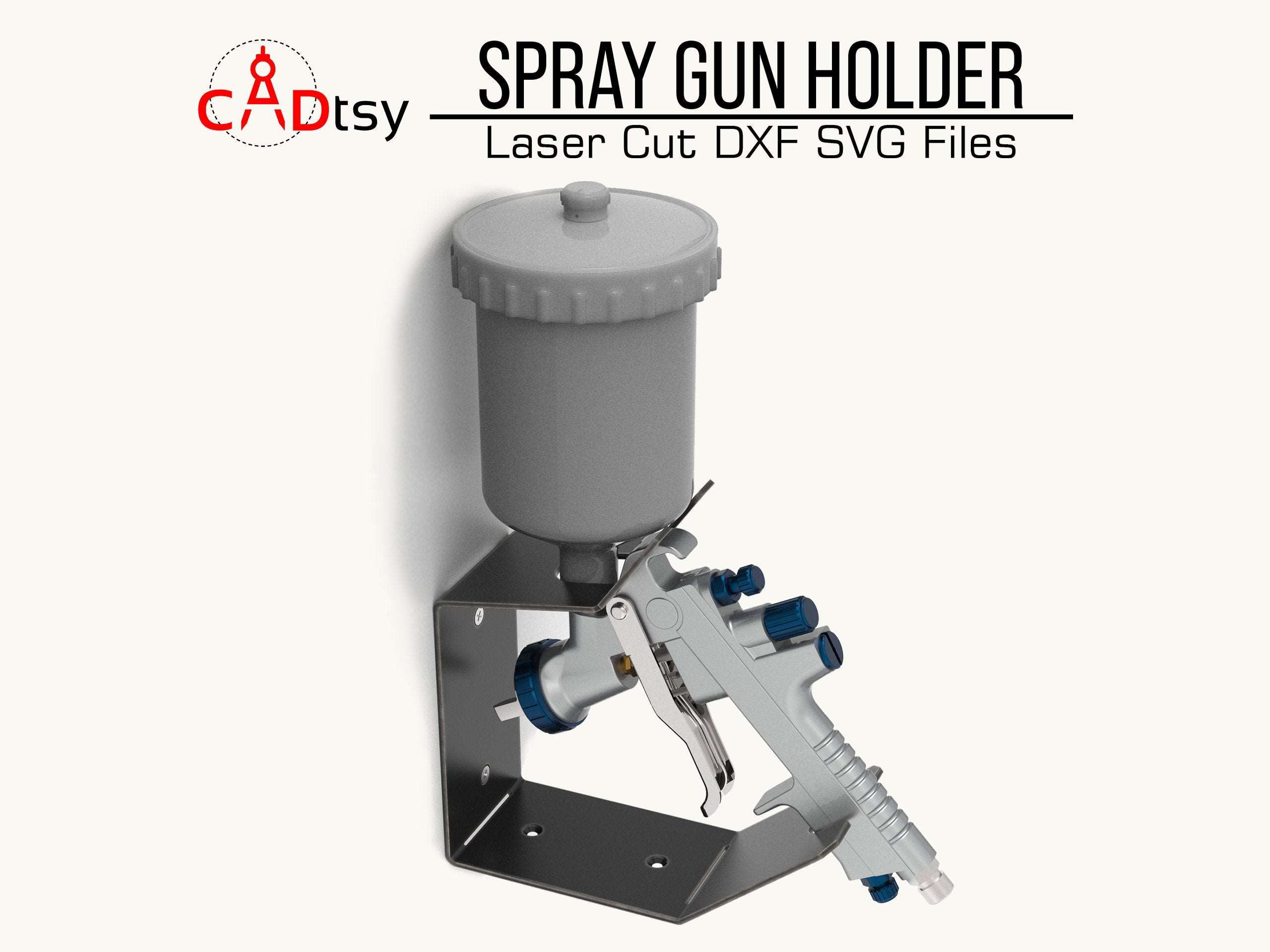 Download our professional spray gun holder DXF file. This CNC plan is perfect for plasma or laser cutting a secure stand for your paint guns.