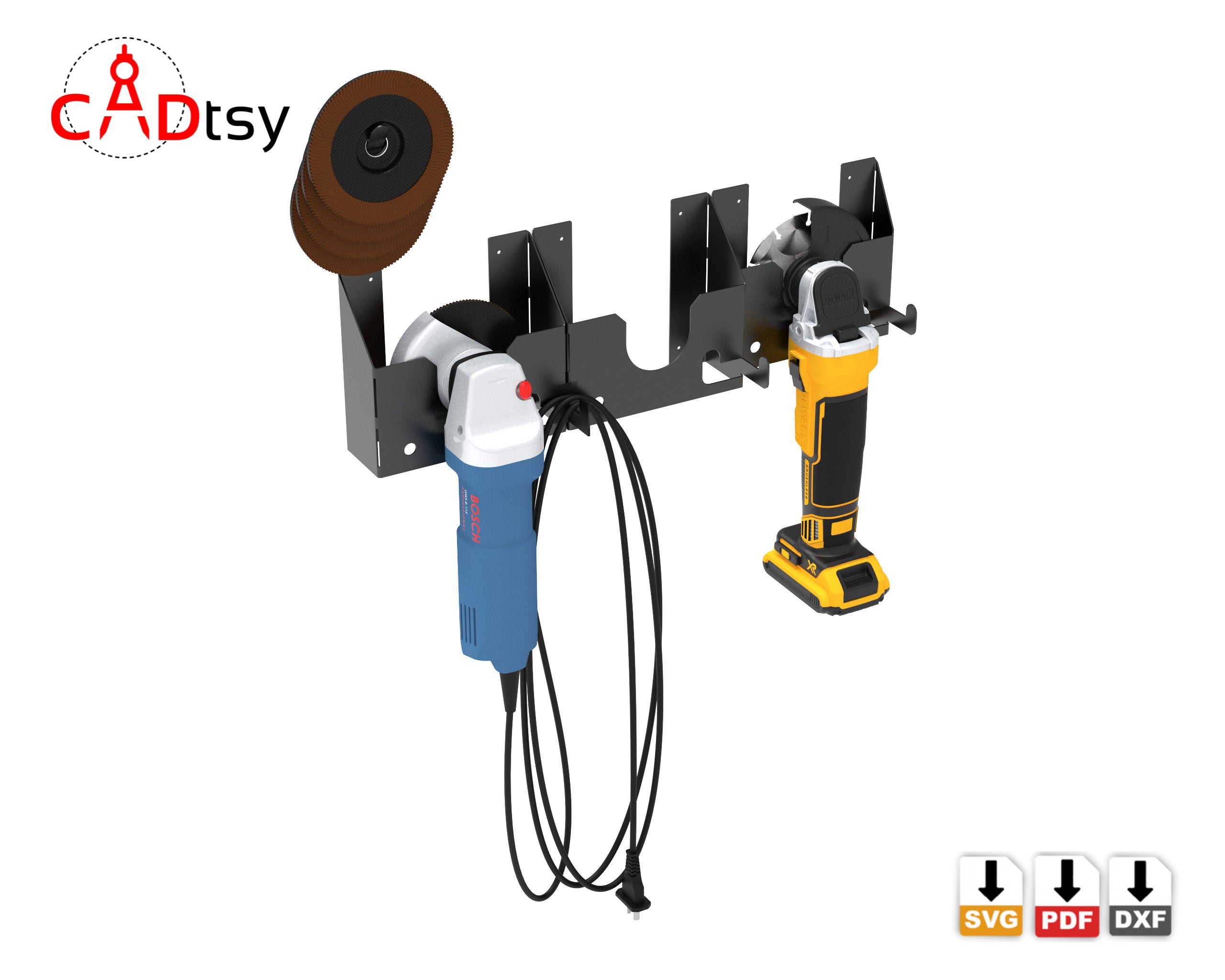 Metal wall hanger for electric angle grinder