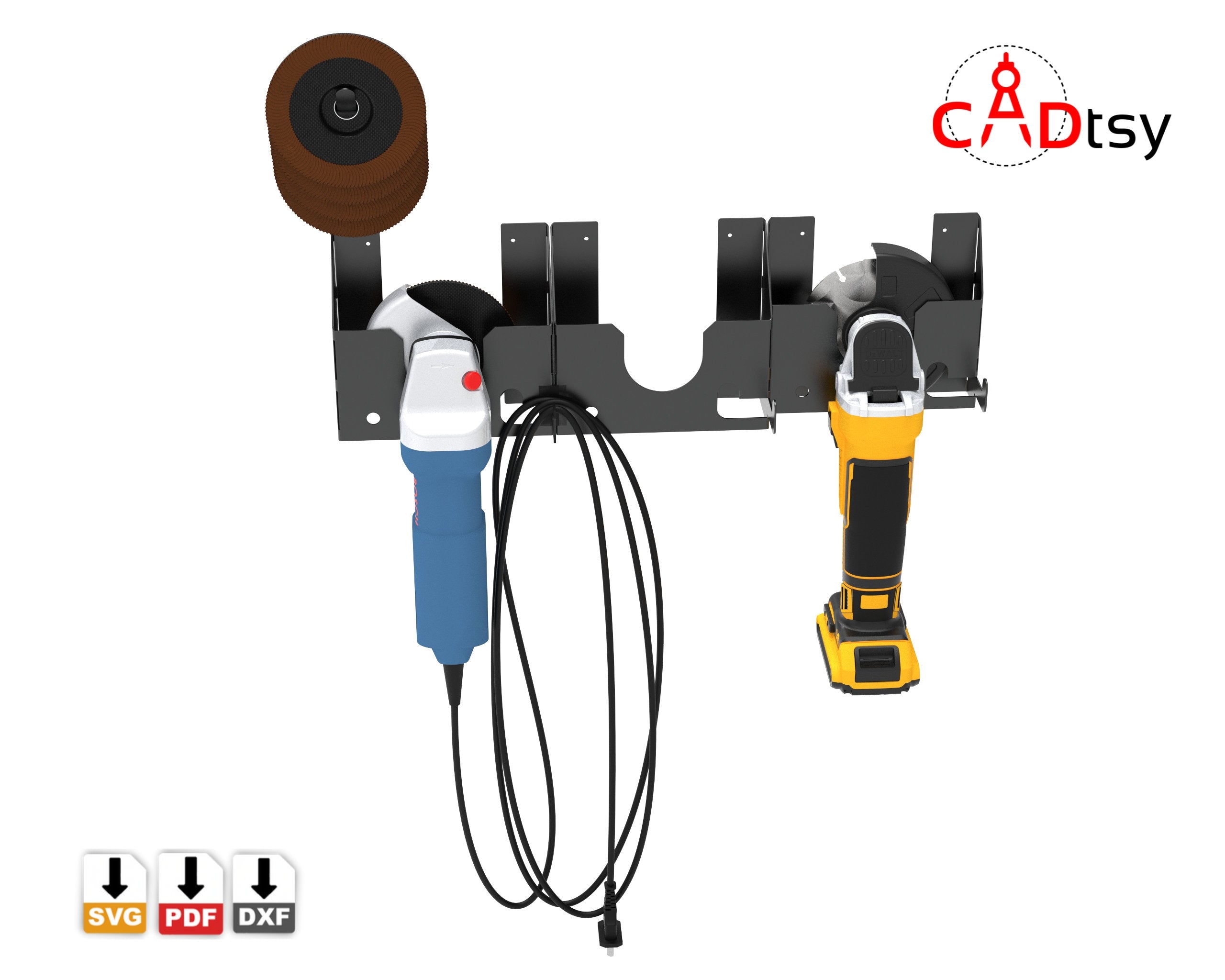 Metal wall hanger for electric angle grinder