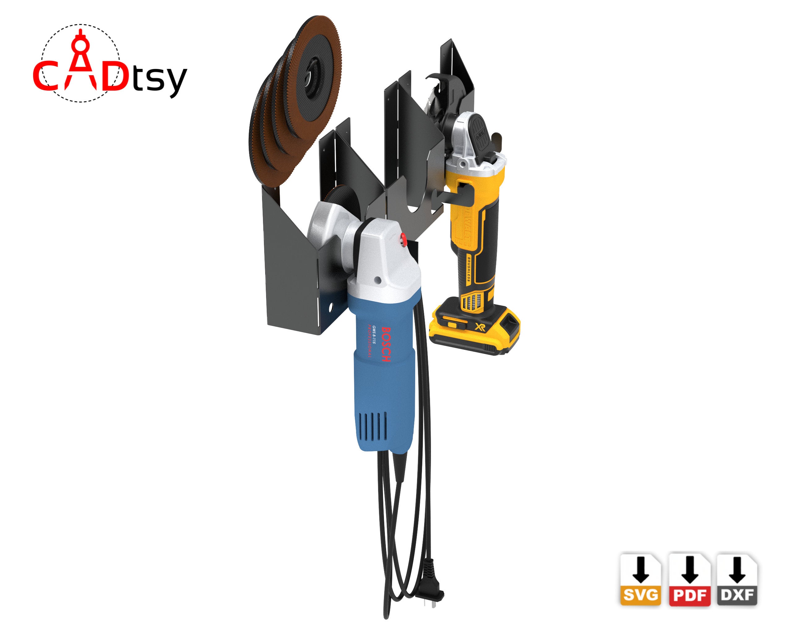 Metal wall hanger for electric angle grinder