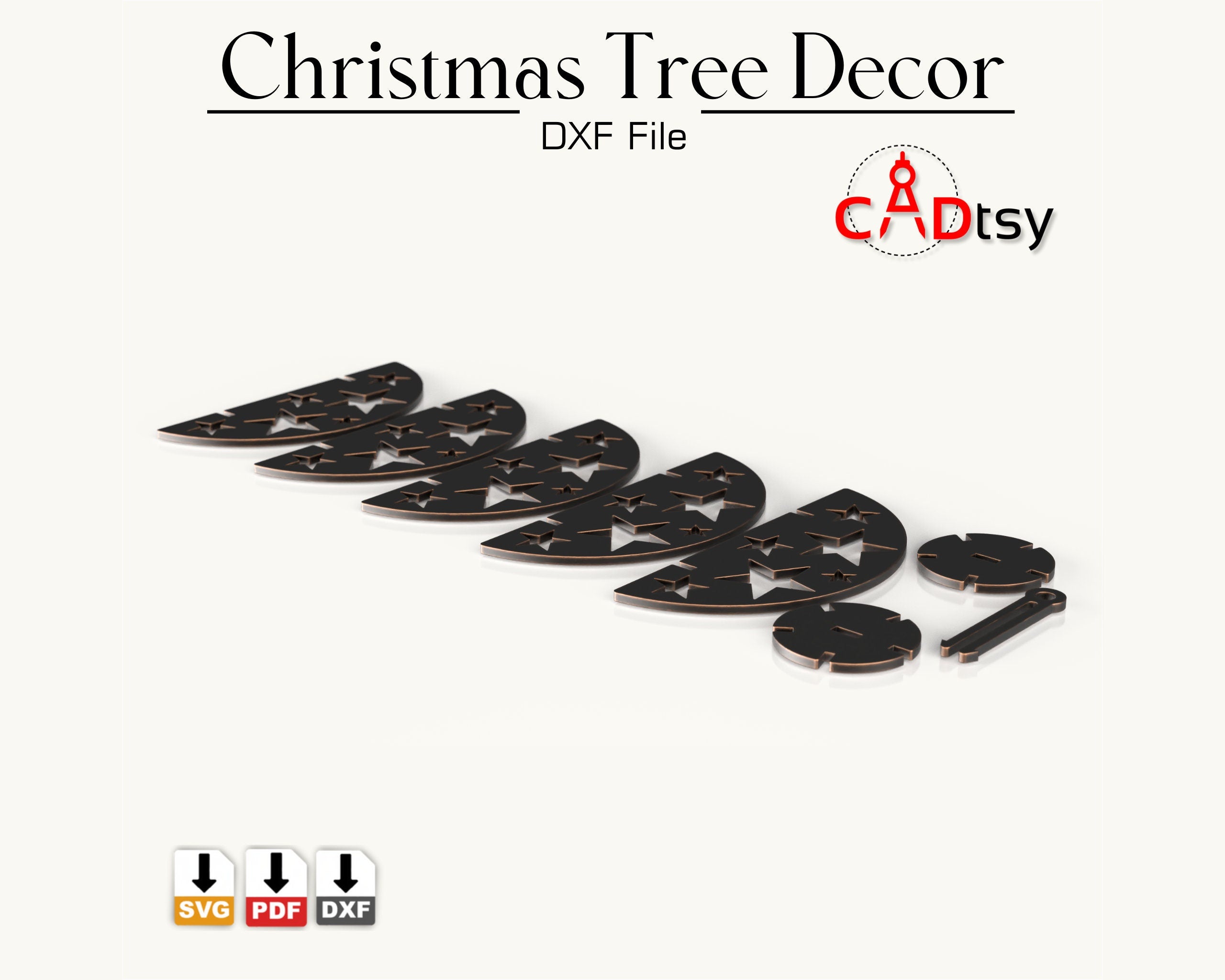 Christmas Tree Decor Ball CNC Laser Cutting DXF / SVG File, Metal Decoration, Digital Download.