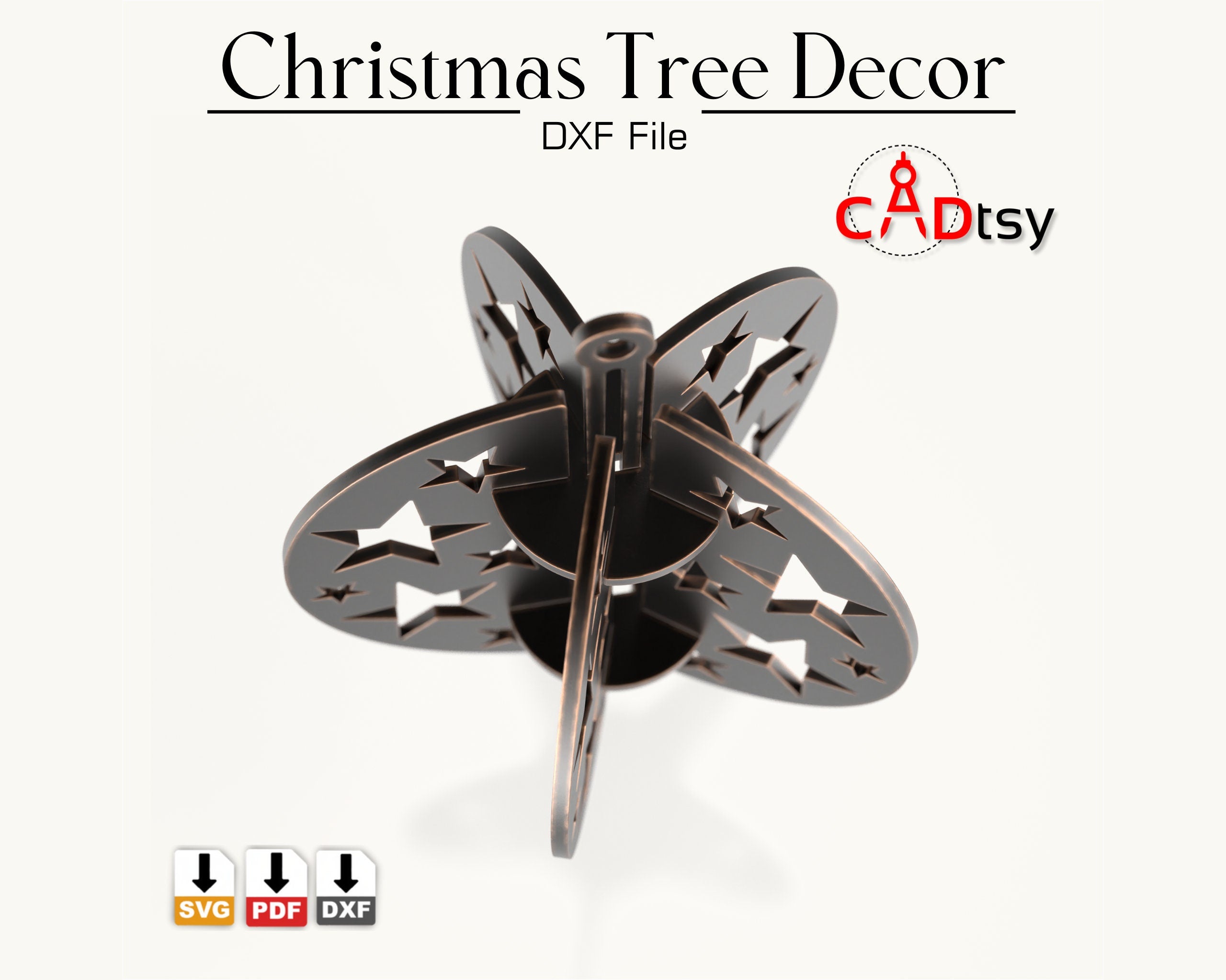 Christmas Tree Decor Ball CNC Laser Cutting DXF / SVG File, Metal Ornament Decoration, Digital Download.