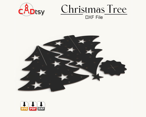 Christmas Tree CNC Laser Cutting DXF / SVG File, Metal Decoration, Digital Download.