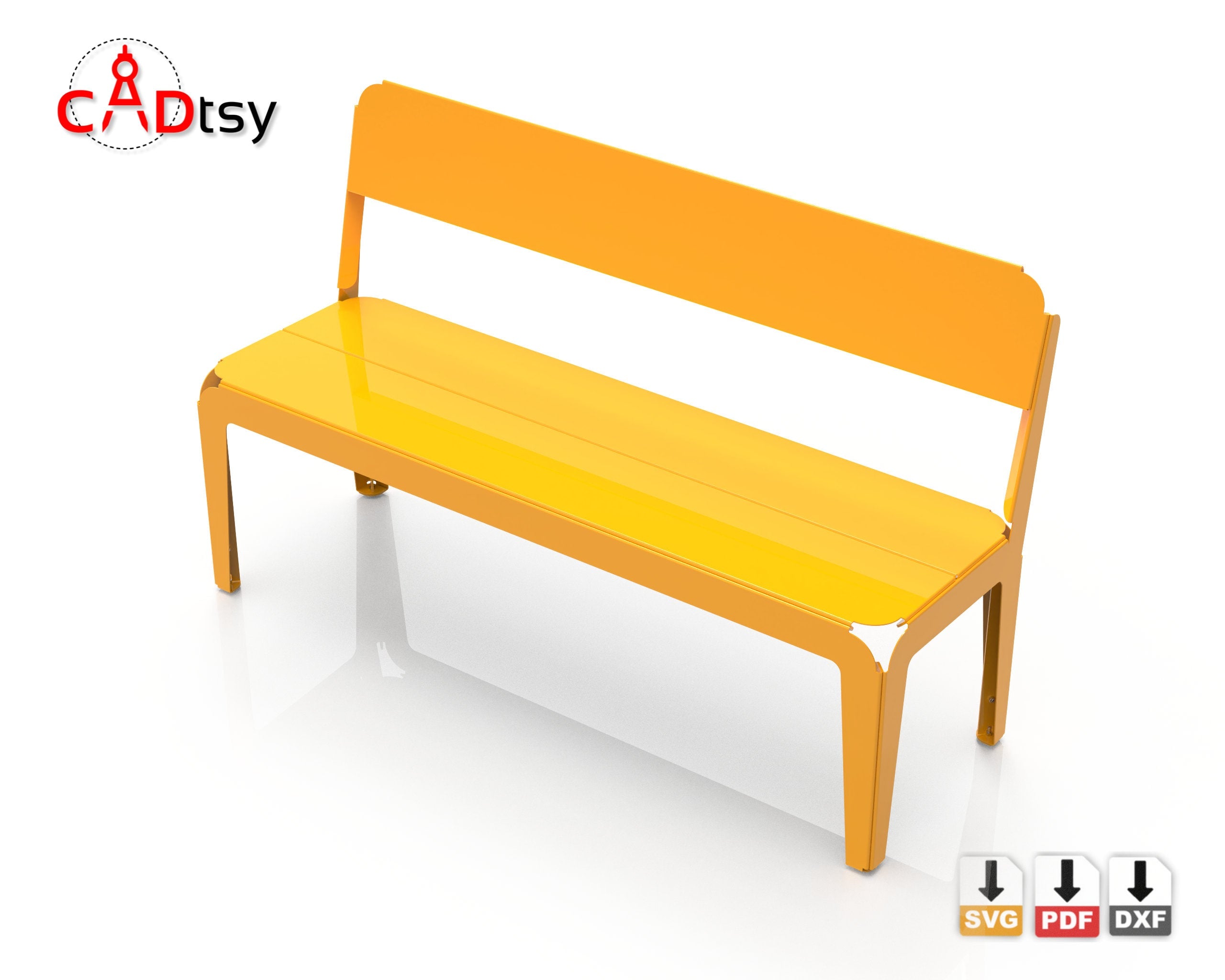 Outdoor metal CNC laser/plasma cut backrest bench in modern style. A heavy-duty design ideal for a patio or garden. Stylish and durable outdoor seating.