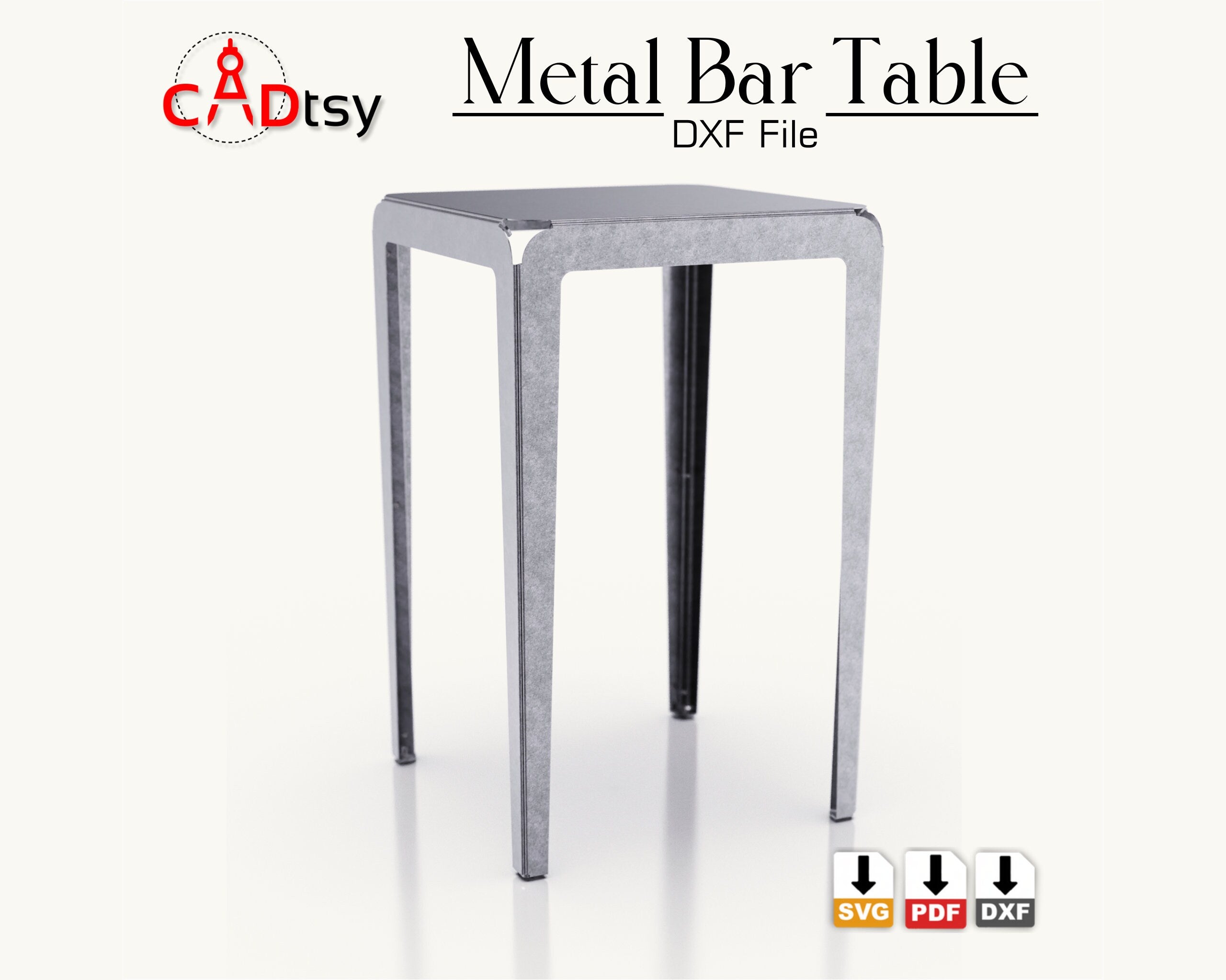 Metal Bar High Table CNC plasma laser DXF SVG Cutting files, building plans, sheet metal bending plans.