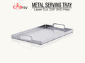 A stylish metal serving tray, made from plasma dxf files, shown ready for use.