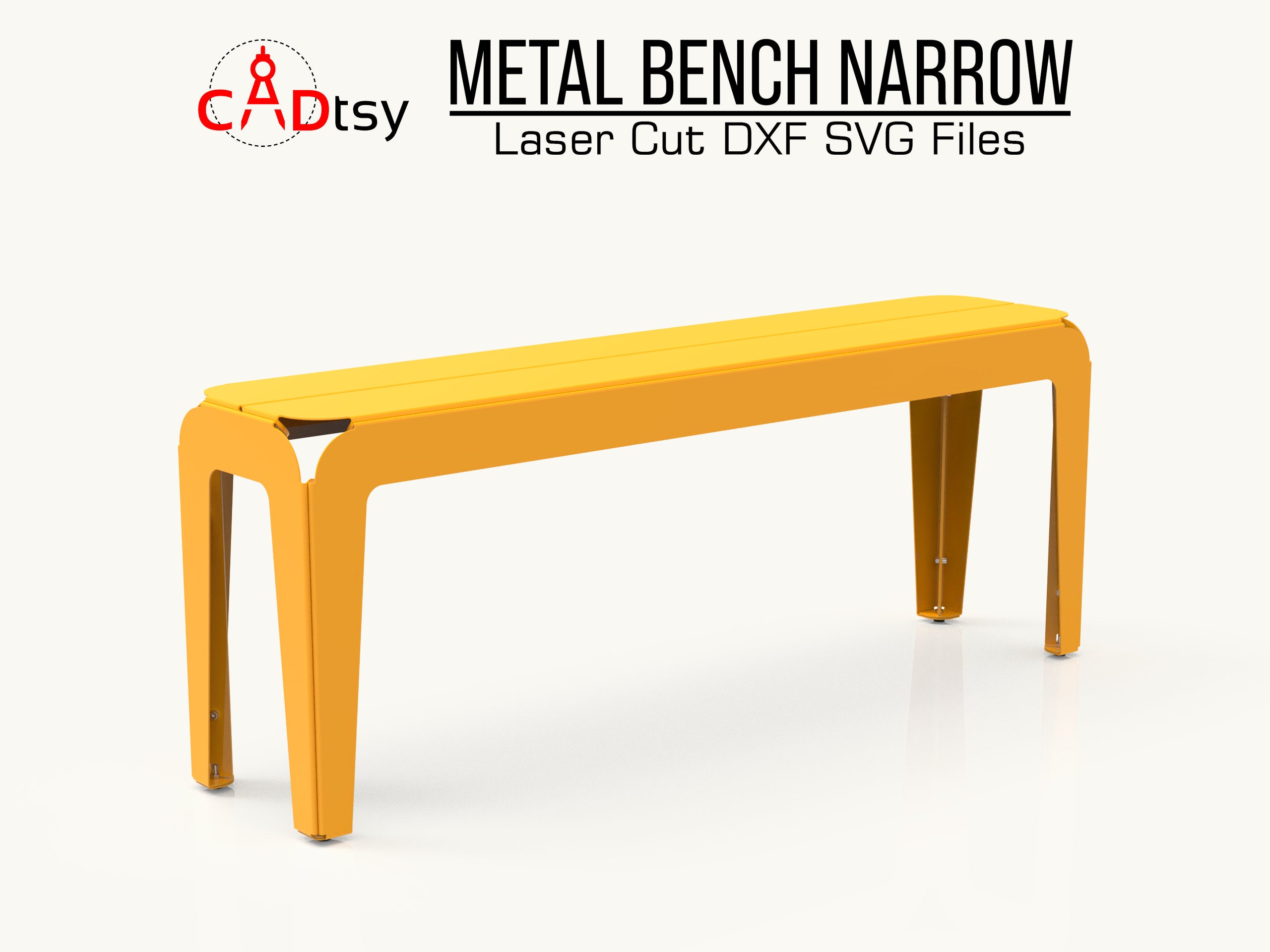 A narrow 1200mm metal bench, made from a dxf file, shown in an entryway or on a small patio.