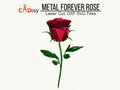 A beautiful, handcrafted metal rose, made from a DXF file, shown fully assembled.