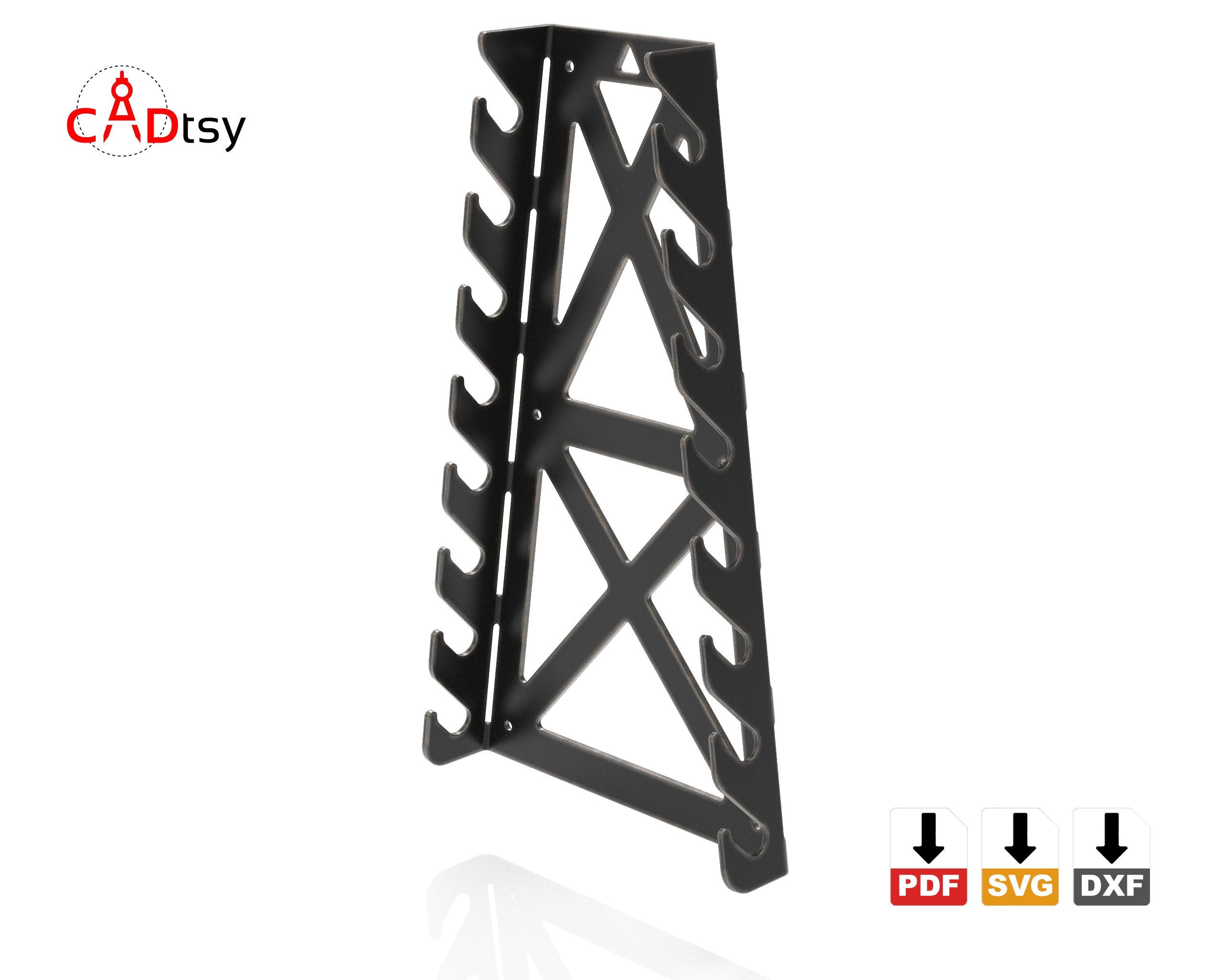 Wrench Holder DXF SVG Files, Wall Spanner Rack CNC Laser Plasma Cut Pattern, Toolbox, Garage, Workshop Organizer
